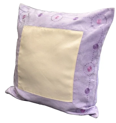 Pale Purple Lilac Velvet 16in Cushion Cover Embroidered Spots Modern - Image 1 of 4