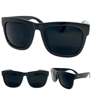 Mens Classic Vintage Retro Hardcore Style SUNGLASSES Black Frame Super Dark Lens - Picture 1 of 6