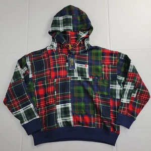 Polo Ralph Lauren Patchwork Plaid Fleece Hoodie Big Kid Youth Size XL (16) NWT - Picture 1 of 9