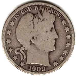 1909 Barber Half Dollar grades in VERY GOOD condition ~ SEE THE SCAN stk b907 - Imagen 1 de 5