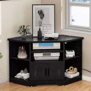 Corner TV Stand for up to 55'' TV Console Entertainment Center w/Power Outlet - Picture 1 of 9
