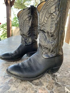 Vintage da uomo Tony Lama nera bullhide 6904 boos in pelle punta rotonda taglia 9,5 EE - Foto 1 di 8