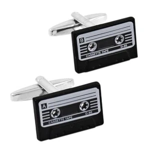 CASSETTE TAPE CUFFLINKS Retro Old School Music Mix NEW w GIFT BAG Father's Day - Picture 1 of 3