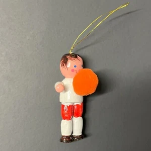 Vintage Christmas Wood Ornament - Boy with Basketball - Picture 1 of 3