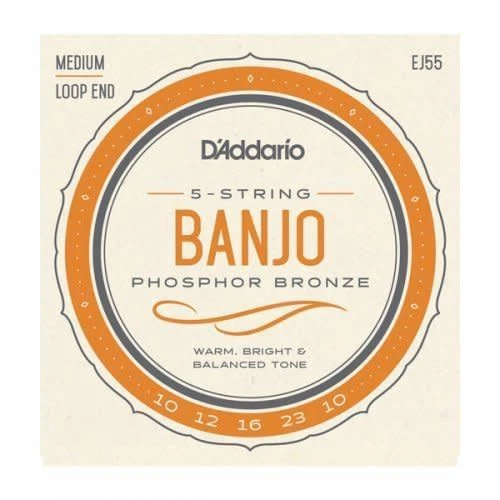 D'Addario EJ55 Phosphor Bronze Loop End Banjo Strings Medium