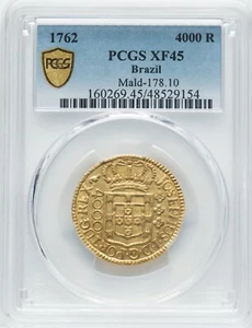Brazil 1762 José I Gold 4000 Reis PCGS XF45 - JUST 3 KNOWN TO PCGS! - Picture 1 of 5