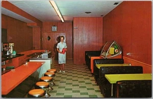 DUNNVILLE, Ontario Canadá Postal "EMBERS COMEDOR" Vista Interior / Juke Box - Imagen 1 de 2