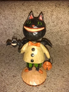 Rare Bat Pumpkin Head Bobblehead Jack-O-Lantern 6" VG Hard To Find - Picture 1 of 10