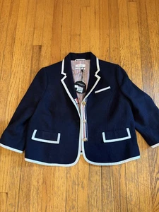 Thom Browne + Target Blazer Womens 2XL Wool Gold Button Nautical Trim Stripe - Picture 1 of 9