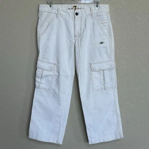 Pantalones cargo recortados de pana marfil 7 For All Mankind pierna recta para mujer 28’s - Imagen 1 de 8