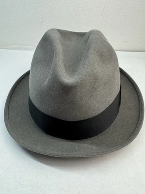 Chapéu Fedora Dobbs Fifth Avenue Masculino Camurça Cinza Tamanho 7 1/4 Falhas Leia - Imagem 1 de 4