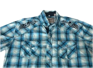 Men’s Rafter C Western Pearl Snap Button Up Short Sleeve Shirt Size Large - Picture 1 of 7
