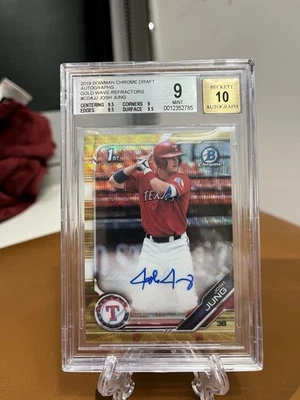 2019 Bowman Chrome Draft Auto True Gold /50 Josh Jung #CDAJJ BGS 9.5 Auto 10 - Image 1 of 4
