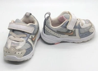 Vintage Nike Baby Sneakers Size 3C White Silver Pink 313053-161 2006 Toddler - Image 1 of 4