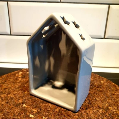 Ceramic Tea Light Candle House Shaped Holder Pre-owned Grey - Image 1 of 3