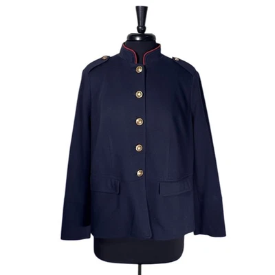 Chaqueta Talbots Mujer 14WP Azul Marino Militar Dorado Botón Elastizado Forrado Blazer Nueva con Etiquetas Foto 1 de 4