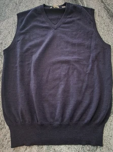 PETER MILLAR SWEATER VEST MENS MEDIUM NAVY BLUE EXTRA FILE ITALIAN MERINO WOOL - Picture 1 of 7