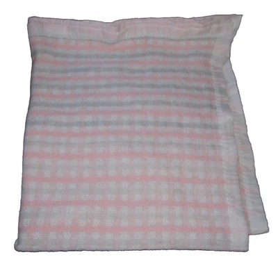 MANTA BEBÉ ACRÍLICO DE COLECCIÓN POLAR TÉRMICA ROSA AZUL-GRIS RAYAS A CUADROS NYLON Foto 1 de 2