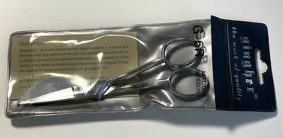 NIP Gingher 6" Model G-6R Knife Edge Applique Bent Handle Scissors Sewing Crafts - Image 1 of 4
