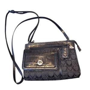 Brighton Women's Black Heart Print Crossbody Bag OS - Picture 1 of 7