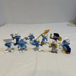 VTG Lot of 9 Smurf Figurines 2" PVC Toy Figures 1980s Collectibles Peyo - Picture 1 of 9