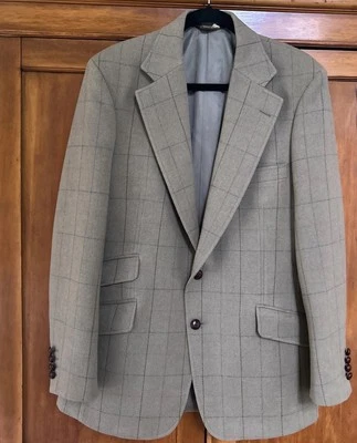 Paul Stuart Windowpane Plaid Wool Riding Hunter Hacking Blazer Jacket Sz 43 - Image 1 of 4