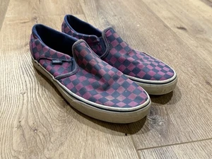 VANS Slip On Shoes Women's Size 10 Purple Blue Checker - Picture 1 of 6