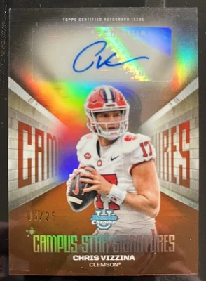 2025 Bowman U Chrome Chris Vizzina Campus Star Refractor Auto #/25 Clemson  - Image 1 of 2