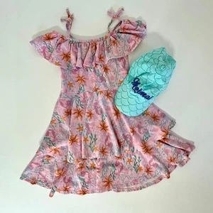 Disney Little Mermaid Dress Colleen Atwood Large Girls Hat Tiered Coral Flower - Picture 1 of 14