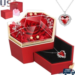 Diamond Gift Box W/ Eternal Roses Jewelry Compartment Special Occasions New - Bild 1 von 36