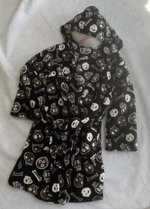 Cherokee Boy's Black Hooded Robe -Skulls and Bones - Medium (8/10) -attached tie - Picture 1 of 5