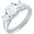 Diamond Engagement Ring GIA Certified 3 Stone Round Cut 1.6 Carat 18k White Gold
