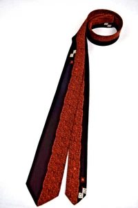 Neck Tie VTG Montgomery Ward 60s Golden Copper Brown Split Blade 53" x 2.5" - Picture 1 of 6