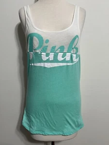 Victoria’s Secret PINK Low Back Tank Top T-Shirt Tee Celadon White Size XS NWOT - Picture 1 of 17