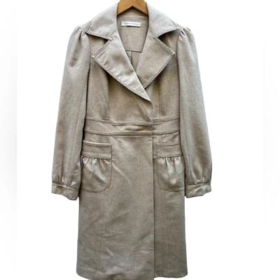 Abrigo Susana Monaco Lana de Cordero Hecho en EE. UU. Bordado Avena Talla 4 Foto 1 de 4