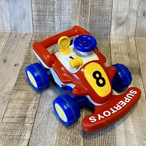 Vintage Plastic Supertoys Push N' Go Friction Toddler Red Blue Yellow Toy Car - Picture 1 of 7
