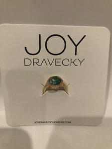 Joy Dravecky Chloe Ring Green Cubic Zirconia Gold Plated Sizes 6-8 Jewelry New - Picture 1 of 3