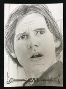 Topps 2019 Empire Strikes Back B&W, Han Solo 1/1 Sketch Card by Scott Harrell - Picture 1 of 2
