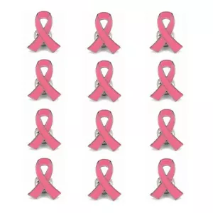 12-Pack Breast Cancer Awareness Lapel Pink Ribbon Pins for Fundraising B435 - Picture 1 of 5