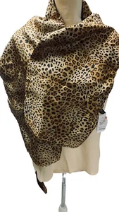 Lord & Taylor Tiermotiv/einfarbiger Wendeschal 100 % Seide 100 % Wolle Italien Neu mit Etikett - Bild 1 von 6