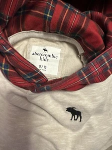 Abecrombie Kids 9/10 Red Flannel Gey Hoodie Sweatshirts pre owd - Picture 1 of 13