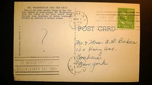 Postal estampada vintage 1951 "Mt.Washington and the SACO", de Nueva Hampshire a Nueva York - Imagen 1 de 2