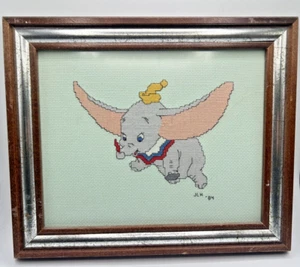 Vintage Disney's Dumbo Elephant Cross Stitch Framed Art - Picture 1 of 6