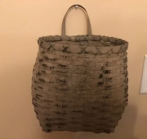 Primitive Distressed Gathering Basket 10.5 Inches. Ash Wood? White Oak? - Picture 1 of 6