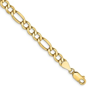 14k 14kt Yellow Gold 5.75mm Semi-Solid Figaro Chain 7 inch Lobster - Picture 1 of 4