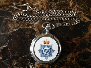 LINCOLNSHIRE POLICE CHROME POCKET WATCH WITH CHAIN (NEW) - Picture 1 of 2