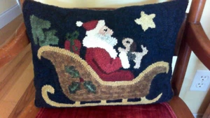 Santa's Sleigh Friend Paper Rug Hooking Pattern  - Prairie Road Designs - Picture 1 of 2