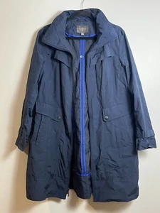 Cole Haan Signature Back Bow Packable Hooded Navy Size XL Light Raincoat Jacket - Picture 1 of 7