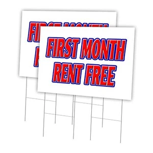 First Month Rent Free 2 Pack of 24" x 36" Yard Sign & Stake | Advertise Your ... - Picture 1 of 3