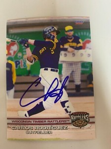 Carlos Rodriguez 2021 Signed Wisconsin Timber Rattlers Team Card In Person